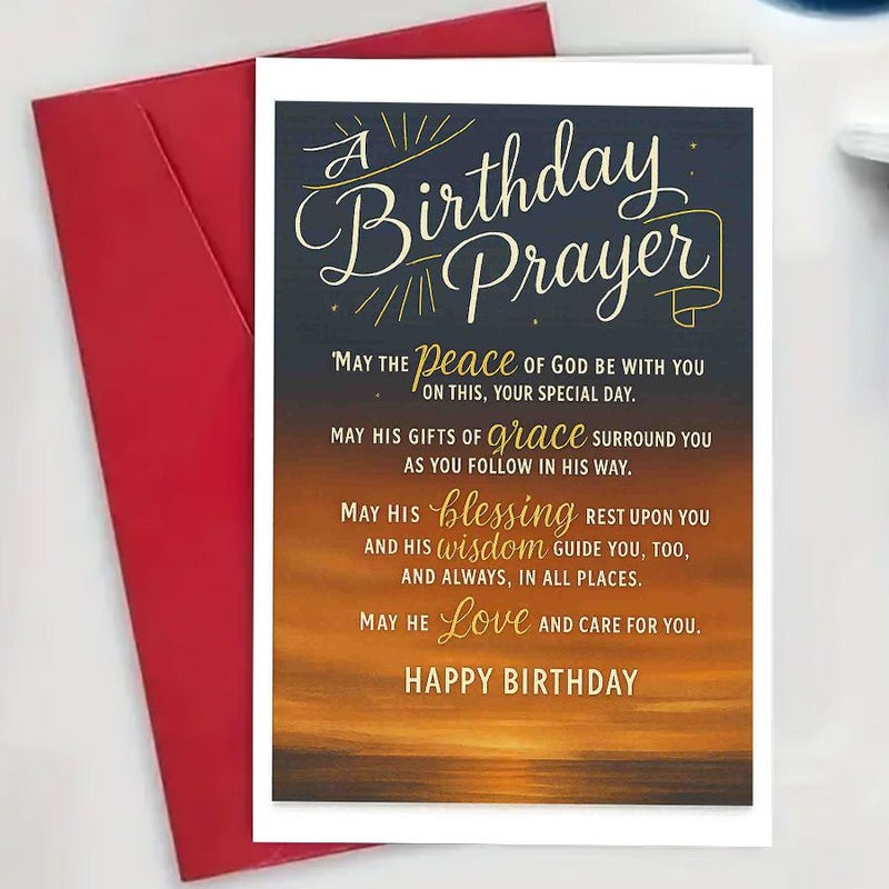 Red Christian Inspirational Birthday Greeting Card with Prayer and Envelope - Image 3