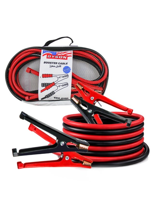 BYSON كابلات تعزيز 600AMP بطول 3م - كابلات بدء تشغيل البطارية طويلة المدى مع قبضة قوية وغلاف مرن، رائعة للسيارات الرياضية، والسيارات، والاستخدام اليومي للبطارية - Image 1