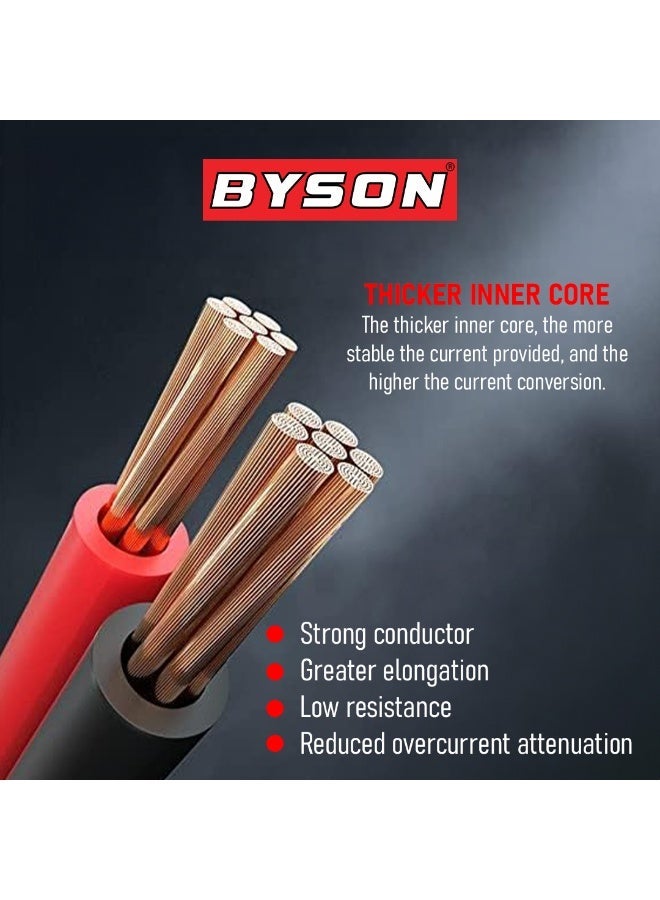 BYSON كابلات تعزيز 600AMP بطول 3م - كابلات بدء تشغيل البطارية طويلة المدى مع قبضة قوية وغلاف مرن، رائعة للسيارات الرياضية، والسيارات، والاستخدام اليومي للبطارية - Image 2
