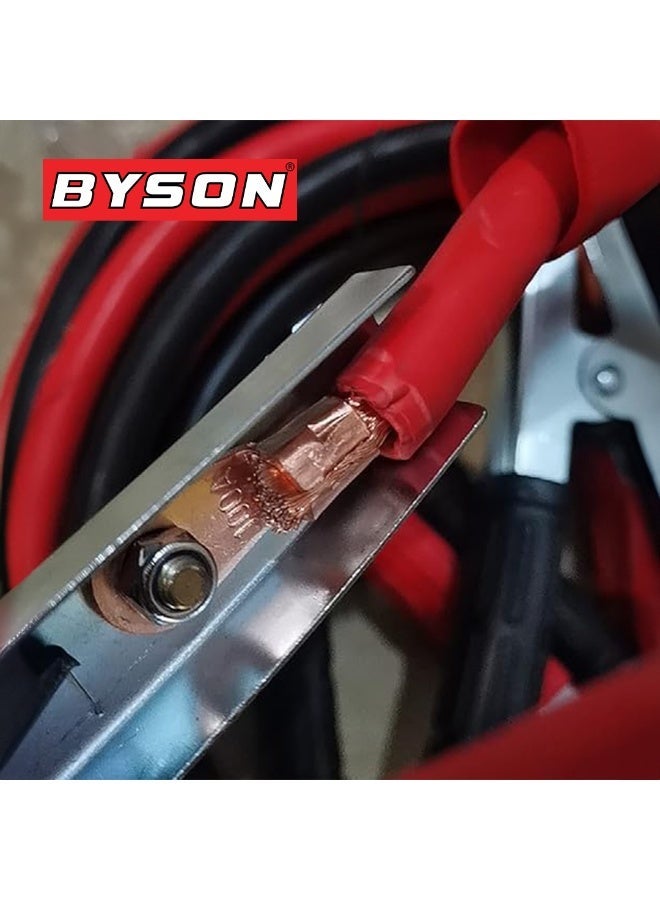 BYSON كابلات تعزيز 600AMP بطول 3م - كابلات بدء تشغيل البطارية طويلة المدى مع قبضة قوية وغلاف مرن، رائعة للسيارات الرياضية، والسيارات، والاستخدام اليومي للبطارية - Image 3