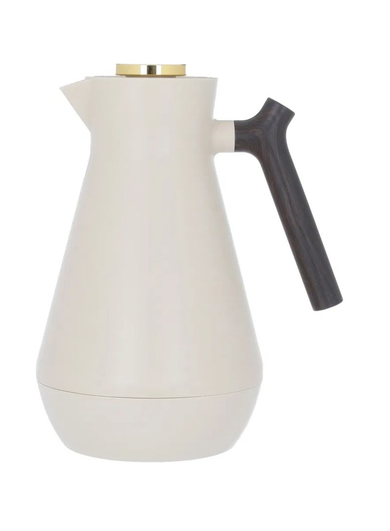 Everest Amada Thermos, 1.5 liters, thermal glass inner shell, plastic outer shell, wooden handle - beige - Image 2