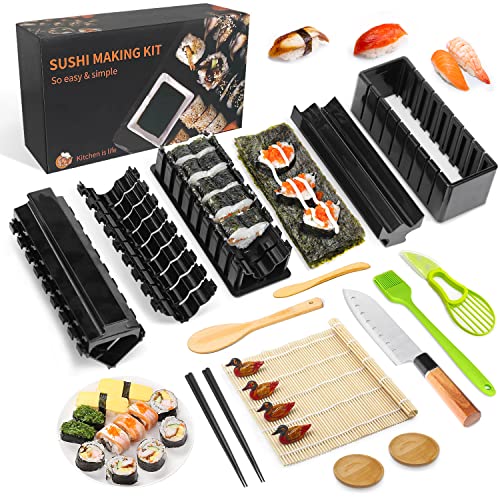 MLRYH Sushi Making Kit Sushi Maker Set for Beginners Plastic Premium Set Sushi Tool Set Sushi Rice Roll Mold Shapes, DIY Sushi Prefect Home Sushi Tool (21 Pcs) - Image 1