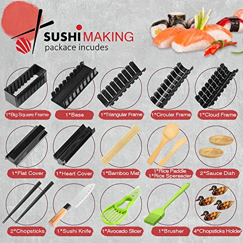 MLRYH Sushi Making Kit Sushi Maker Set for Beginners Plastic Premium Set Sushi Tool Set Sushi Rice Roll Mold Shapes, DIY Sushi Prefect Home Sushi Tool (21 Pcs) - Image 2