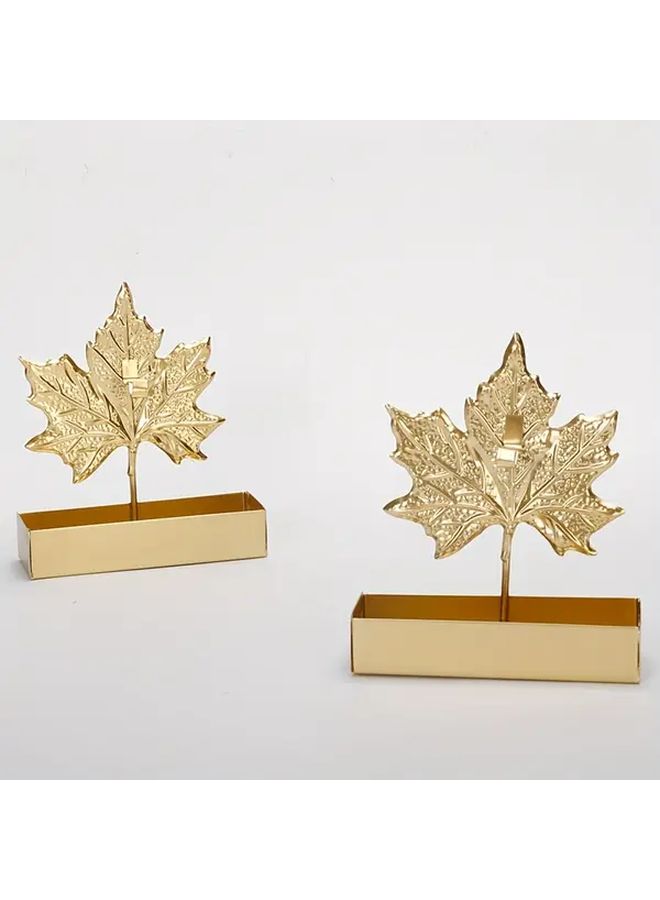 Elegant Golden Metal Mosquito Coil Holder With Maple Leaf Design 1pc - Image 2