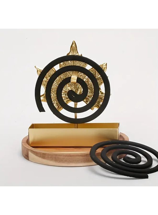 Elegant Golden Metal Mosquito Coil Holder With Maple Leaf Design 1pc - Image 5