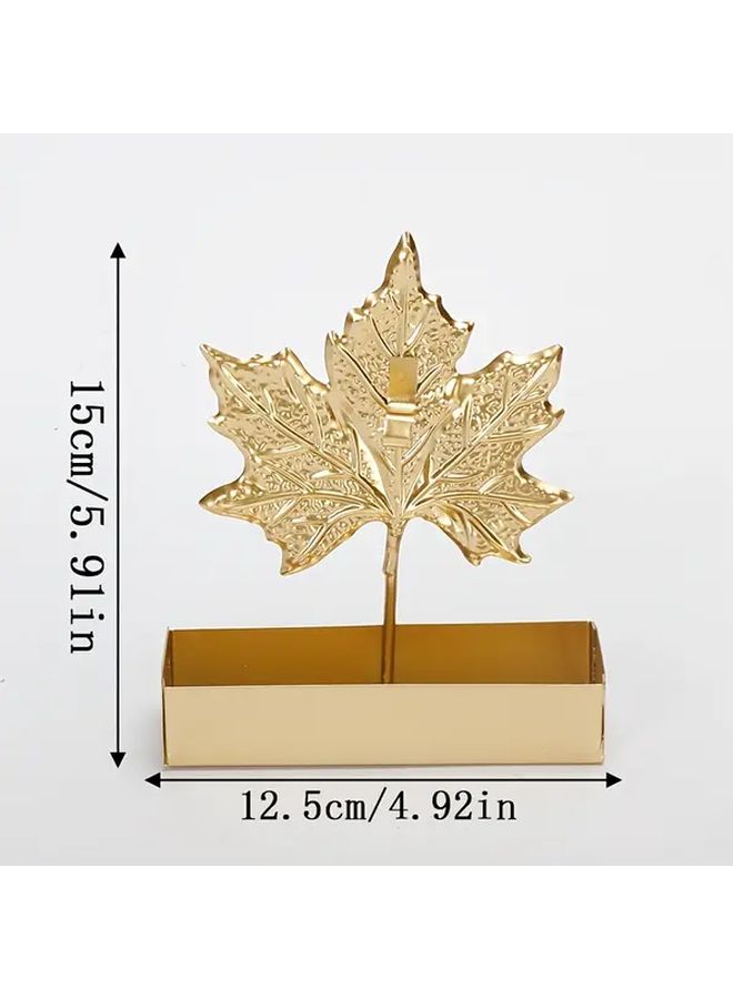 Elegant Golden Metal Mosquito Coil Holder With Maple Leaf Design 1pc - Image 3