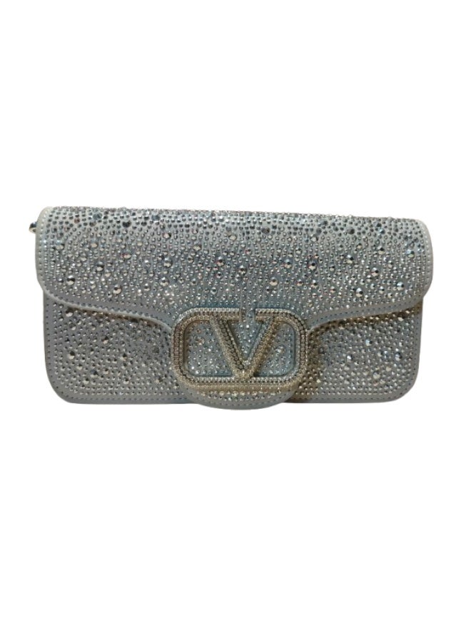 Valentino Garavani Luxury women's evening bag, silver color - Image 1
