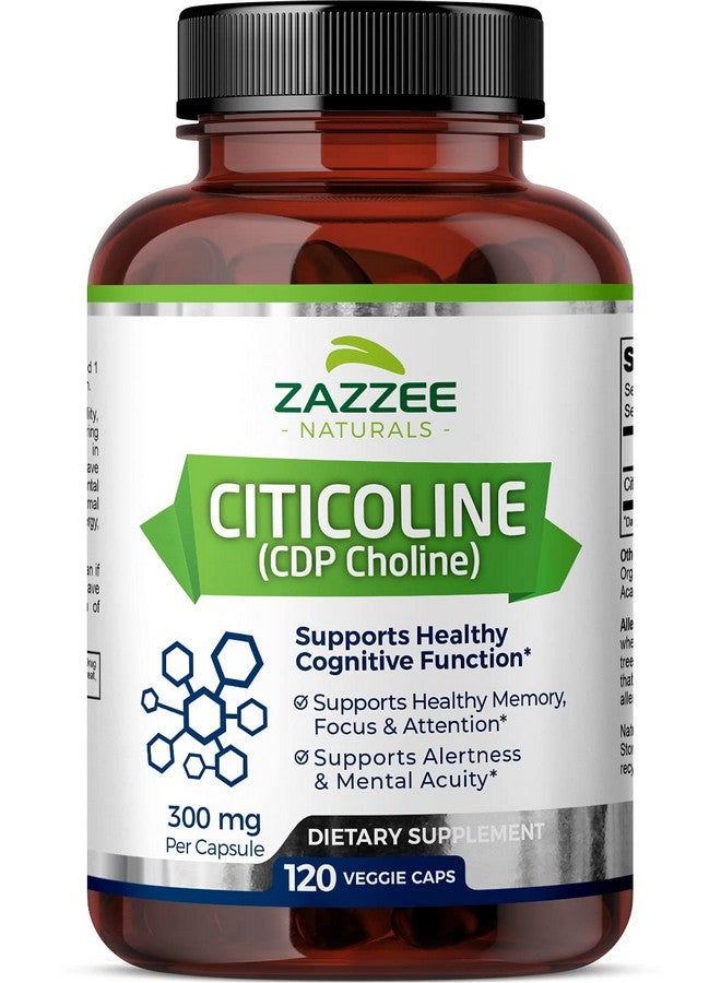 Zazzee Citicoline Cdp Choline 300 Mg Per Capsule 120 Vegan Capsules 4 Month Supply Vegan Nongmo And Allnatural Premium Grade Contains Organic Stabilizers - Image 2