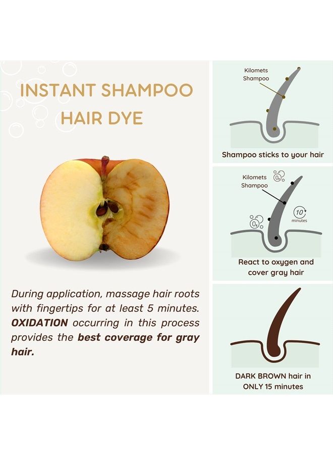 Kilomets Dark Brown Hair Dye Shampoo 400ml- 100% Grey Coverage in Minutes - Ammonia Free Hair Color Shampoo Gray Silver Hair- Instant Coloring At Home Gift for Her for Him - Image 4