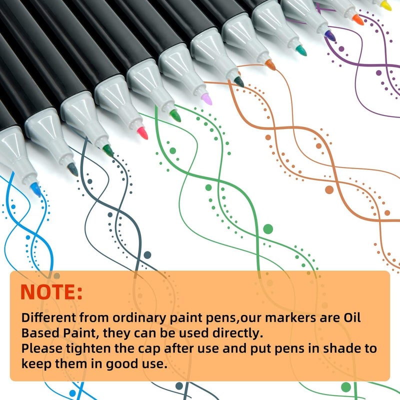 Corslet أقلام ماركر كوسرت 24 لون كحولية للرسم، أقلام ماركر مزدوجة الطرف عريضة ورفيعة مع حقيبة حمل، مجموعة أقلام رسم، مجموعة ألوان للأطفال والبالغين والمبتدئين، تلوين ورسم خط عربي متنوع - Image 5
