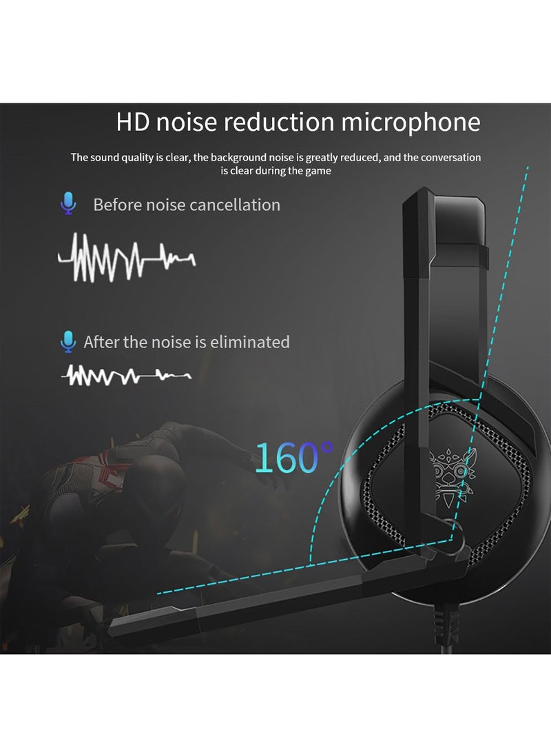 onikuma K19 Gaming Headset Headphones with Microphone, PS4 PS5 Xbox Headset with Mic & RGB LED Light Noise Cancelling Surround Sound for Playstation Computer PC Mac Xbox One-Black  - Image 5