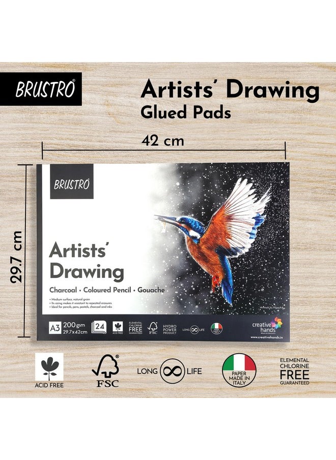بروسترو لوحة رسم فنية لاصقة من BRUSTRO | 200 جرام لكل متر مربع، A3، 24 ورقة | حبيبات طبيعية، سطح متوسط، مثالية للفحم، أقلام الرصاص الملونة، الغواش، القلم، الباستيل، الحبر.  - Image 4