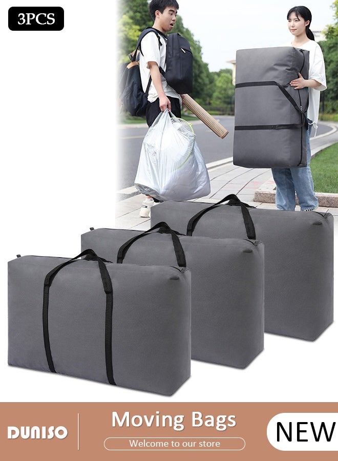 DUNISO 105L Collapsible Moving Bags, 3 Packs Organizing Bags with Zippers and Handles Storage Bag, Space Saving Clothes Storage Laundry Bag For Packing, House Essentials, Sustainable, Water-Resistant - Image 1