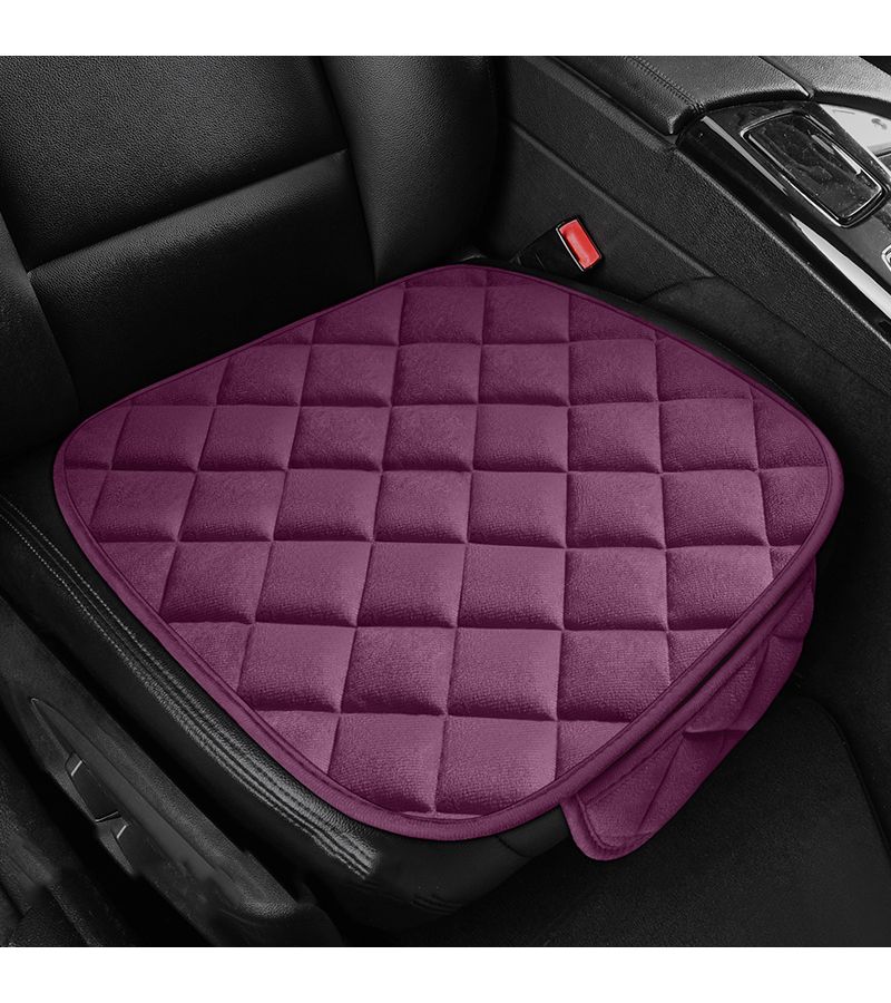 1pc Red Car Seat Cushion Front Row Single Piece Diagonal Check Pattern Plush Material Comfortable Warm Breathable No Tying Required All Season Seat Cover For Sedan MPV SUV Truck RV - Image 1