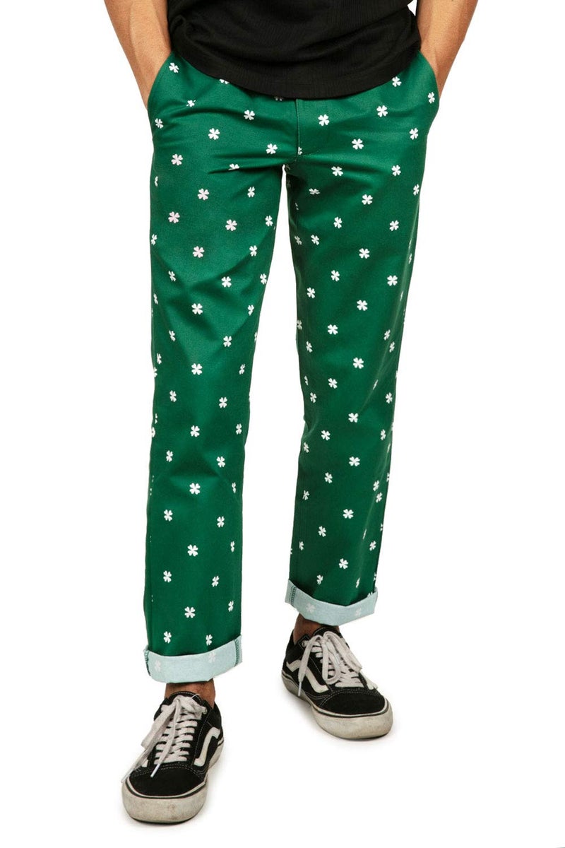 Tipsy Elves Green St Patricks Day Allover Clover Men's Pants Size Medium - Image 1
