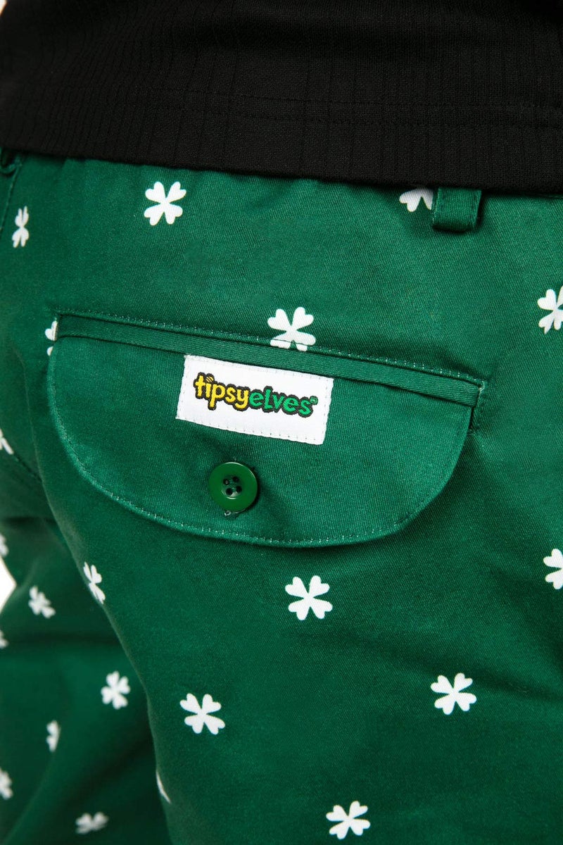 Tipsy Elves Green St Patricks Day Allover Clover Men's Pants Size Medium - Image 3