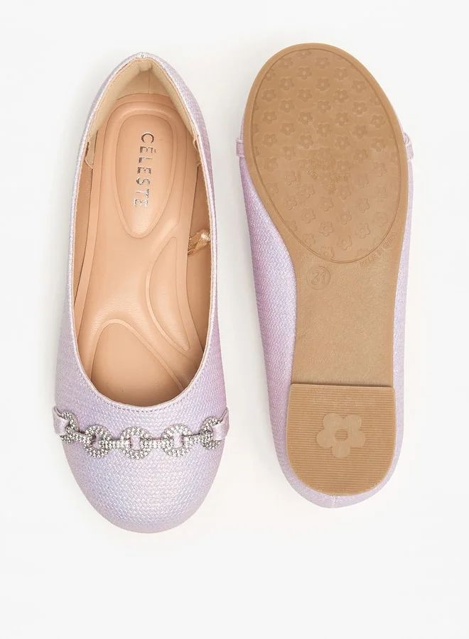 سيليست Girls Embellished Round Toe Ballerina Shoes