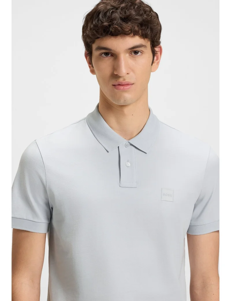 BOSS Stretch-cotton slim-fit polo shirt with logo patch