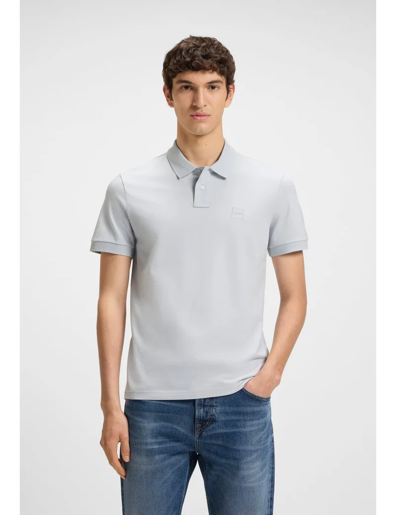 BOSS Stretch-cotton slim-fit polo shirt with logo patch