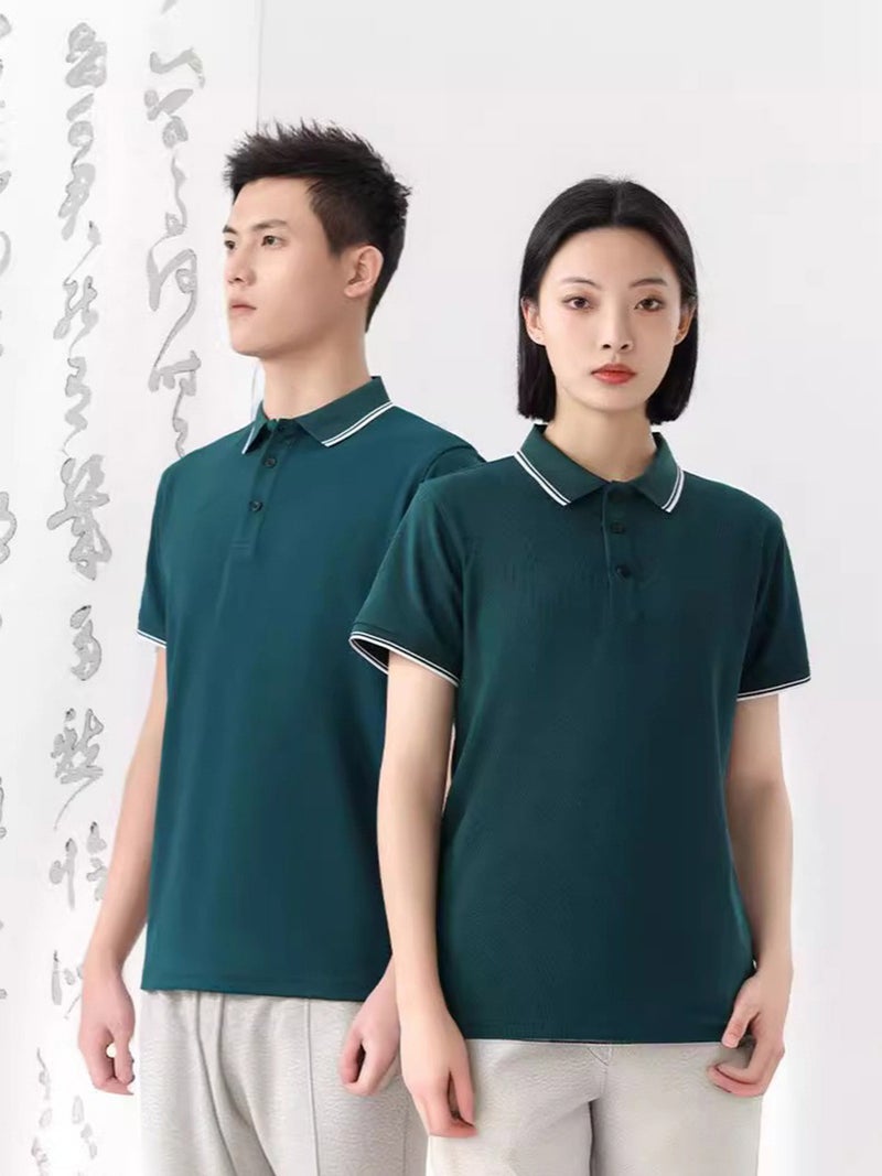Summer Ice Silk Lapel T-Shirt Factory Uniform Cultural Advertising Shirt With Logo Printed Short-Sleeved Polo Shirt Custom Workwear - Image 3