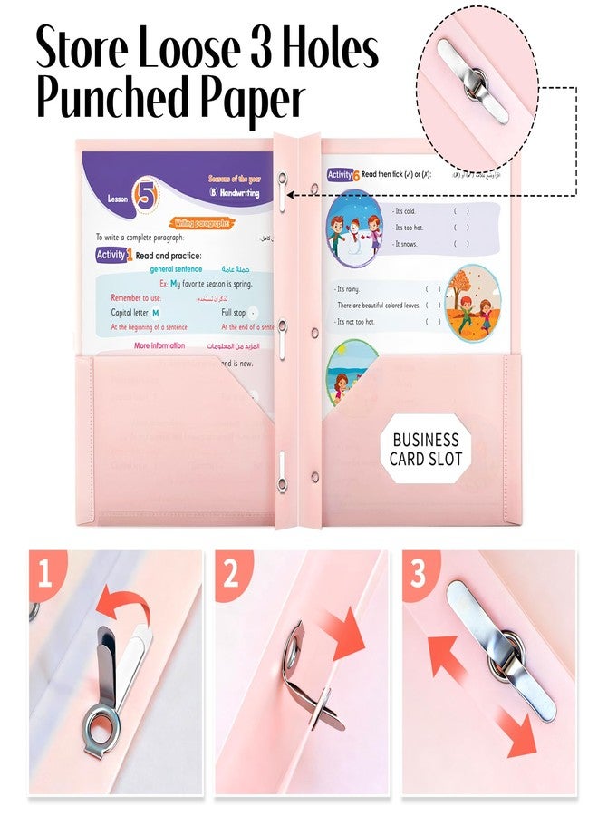 Kioeee Folders with Clear Front Pockets and 3 Prongs,6 Pack Heavy Duty Plastic Pocket Folders with Business Card Slot,Fit Letter Size Paper,Assorted Color for Home,School and Office - Image 4
