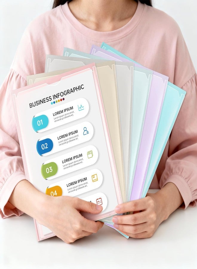 Kioeee Folders with Clear Front Pockets and 3 Prongs,6 Pack Heavy Duty Plastic Pocket Folders with Business Card Slot,Fit Letter Size Paper,Assorted Color for Home,School and Office - Image 3