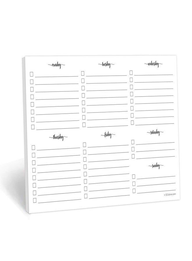 321Done Weekly Checklist Notepad - 50 Sheets (5.5" x 8.5") Landscape To-Do's Notepad Tear Off, Planning Memo Pad, Planner Checklist Organizing - Made in USA - Simple Script Minimalist - Image 1