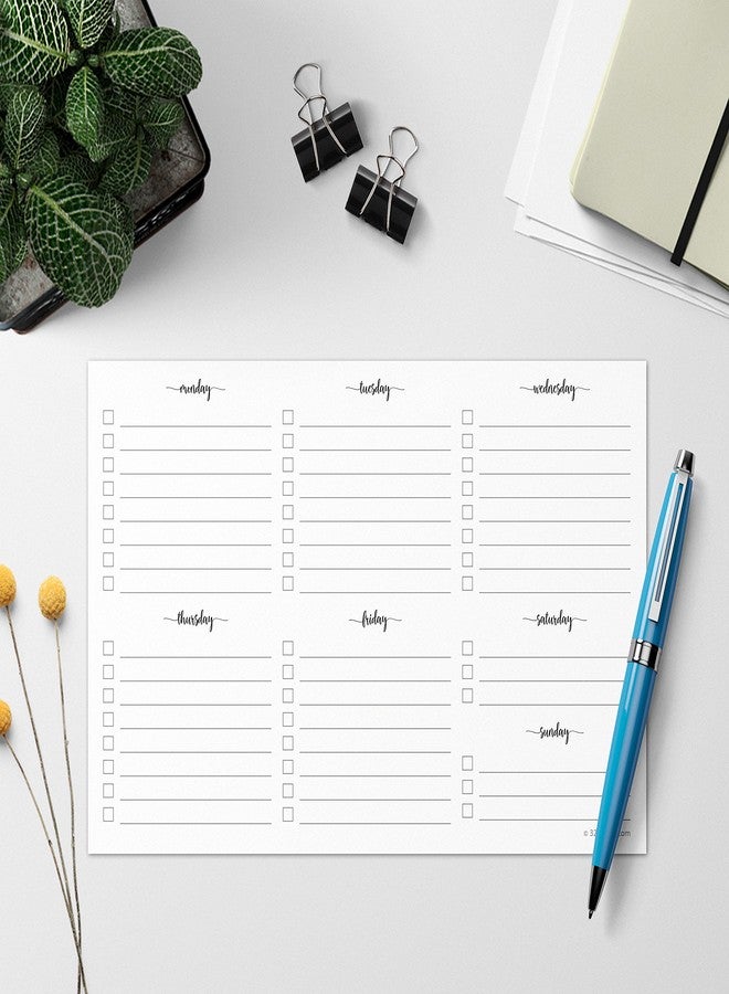 321Done Weekly Checklist Notepad - 50 Sheets (5.5" x 8.5") Landscape To-Do's Notepad Tear Off, Planning Memo Pad, Planner Checklist Organizing - Made in USA - Simple Script Minimalist - Image 3