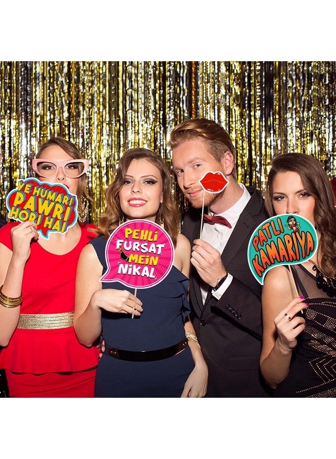 Zyozique Bollywood Funny Photo Booth Props - 23 pc Photobooth Kit - Movie Night Supplies - Bollywood Party Decorations - Image 3