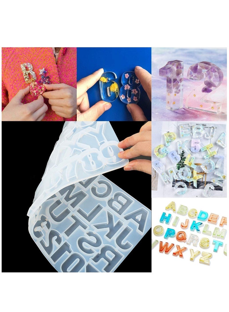 SOLARAE 93PCS Numbers Letters Alphabet Silicone Casting Resin Mould Jewelry Pendant Making Mold for Wedding Baby Shower Birthday Gift Handmade Craft DIY - Image 4
