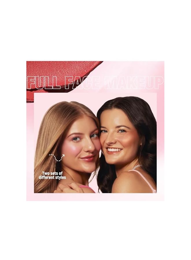 طقم مكياج احترافي شامل - 11 قطعة أساسية مع ظلال عيون، أحمر خدود، كونتور، أحمر شفاه، وفرش للمكياج اليومي والمبتدئين - مجموعة مستحضرات تجميل كاملة لأساليب متنوعة - Image 5
