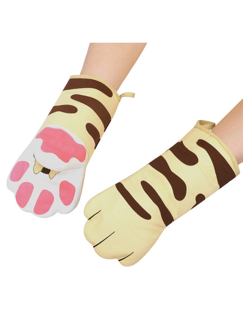 SOLARAE Cute Kitten Cat Paw Pattern Heat-Resistant Oven Gloves - Insulated Cooking Gloves for Baking, Grilling, and Microwave Use - 1 Pair of Kitchen Tools and Pot Holders - Image 4