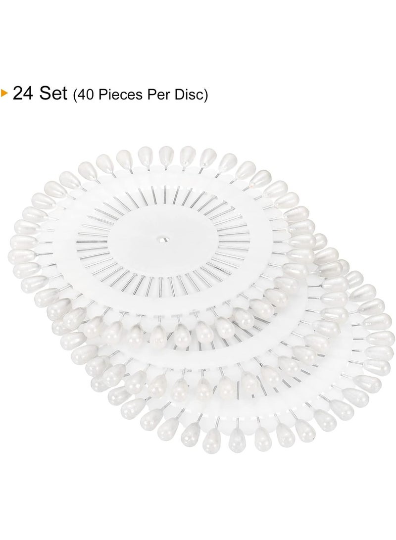 دبابيس خياطة زخرفية فاخرة من Sky Shine - مجموعة من 24 قطعة من دبابيس الزينة والحرف اليدوية للخياطة والتزيين والخياطة - عمود فولاذي قوي برؤوس لؤلؤية باللون الأبيض - Image 2