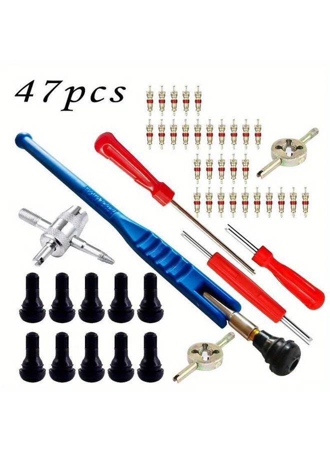 47 Pcs Car Tire Valve Tool Set for Wheels and Tires - Image 1