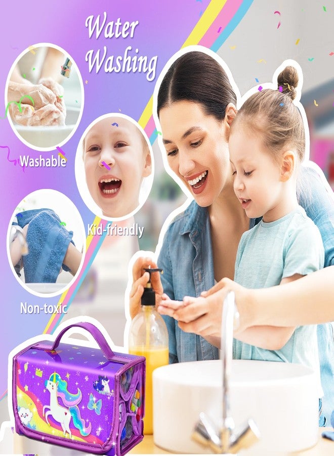 مجموعة أقلام تلوين معطرة قابلة للغسل مكونة من 56 قطعة مع حافظة أقلام لامعة، بتصميم حورية البحر وحيد القرن، مناسبة للأطفال من عمر 4 إلى 8 سنوات، مثالية كهدية عيد ميلاد للبنات. - Image 5