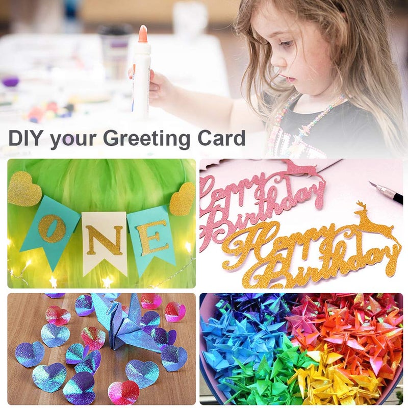 UCEC 50 Sheet Shiny Origami Paper 10 Colors Square Iridescent Origami Paper, Decoration Glitter Square Folding Papers for Kids Arts & Crafts Projects - Image 2