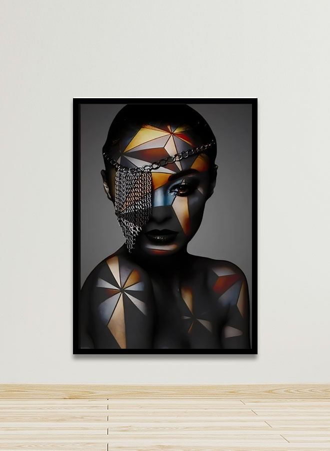 ماركتنا لوحة جدارية قماشية فنية لتزيين الحائط بتصميم إمراة مع برواز اسود مجوف مقاس 120x80سم قطعة واحدة - Image 1