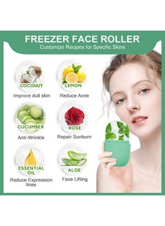 ZUKIMM Face Ice Roller Ice Cube Roller For Eye Puffiness Relief Silicone Icer Tool For Face And Neck To Relieve Fine Lines Puffiness Pores Wrinkles (Green)  - Image 2