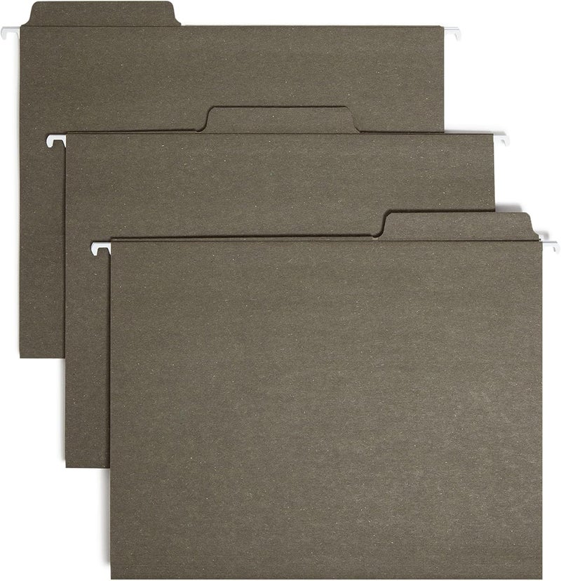 Smead Smead 100 Recycled FasTab Hanging File Folder 13Cut Builtin Tab Letter Size Standard Green 20 per Box 64037 - Image 1