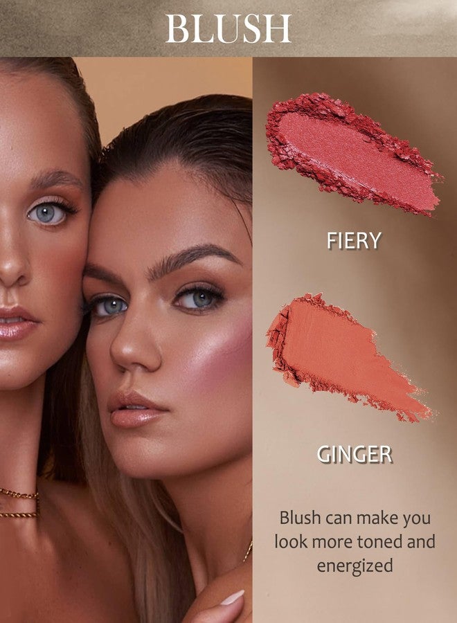 LYSdefeu Matte Blush Powder Palette-2Colors Cruelty-Free Buildable Facial Cheek Blusher Pressed Powder Light Luxury Blush Contour Palette for Face,Longlasting Makeup Palette,Women's Day Gift for Women-04 - Image 2