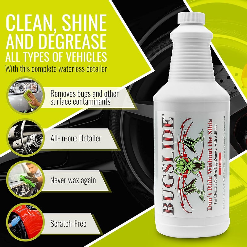 BugSlide 32 Oz Cleaner Refill for Spray Bottles & Travel Kits - All Surfaces Cleaning and Detailing Solution for Vehicle Interior and Exterior Use - Shines, Degreases, Polishes - Image 2