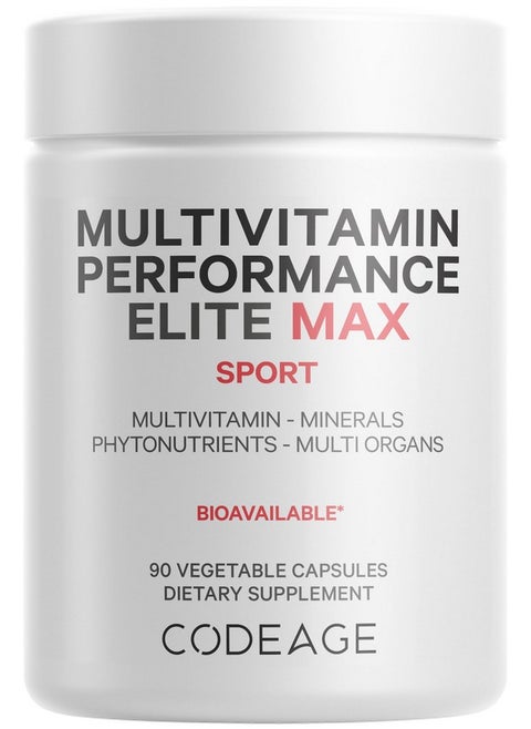 Codeage Multivitamin Performance Elite Max Supplement - Vitamins A, B6, B12, C, D, E, Vitamin K (MK-4, MK-6, MK-7, MK-9), Essential Minerals, Botanical & Grass-Fed Organ Extracts, Lutein - 90 Capsules