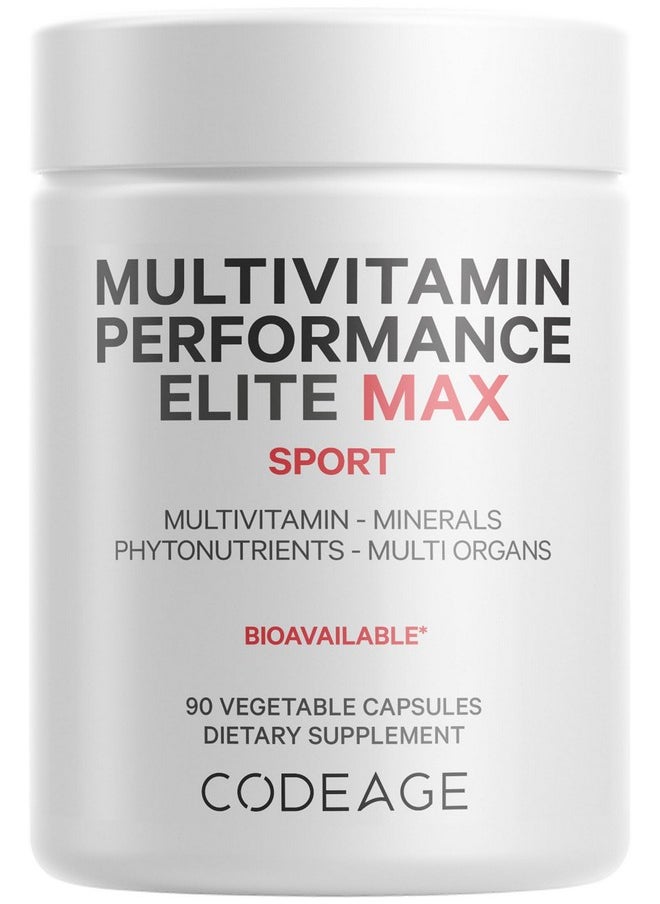 Codeage Codeage Multivitamin Performance Elite Max Supplement - Vitamins A, B6, B12, C, D, E, Vitamin K (MK-4, MK-6, MK-7, MK-9), Essential Minerals, Botanical & Grass-Fed Organ Extracts, Lutein - 90 Capsules  - Image 1