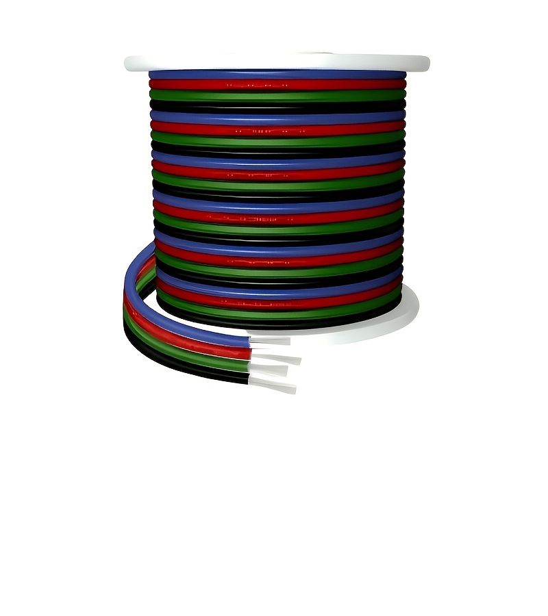 كابل نحاسي معزول بـ PVC مع 4 أسنان، أسلاك نحاسية معلّبة من عيار 18 إلى 22 AWG، بطول 16.5 متر (54 قدمًا)، ومناسب للمنتجات الإلكترونية والمصابيح الكهربائية LED وأضواء الزينة، والتوصيلات في السيارات وأجهزة الراديو (CB) والتوصيلات الصوتية، وبجهد منخفض 5.12V و24V، وفي القوارب والسيارات. - Image 1