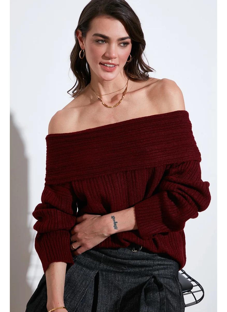 Lela Oversize Fit Madonna Collar Knitwear Sweater Women's Sweater 4615216