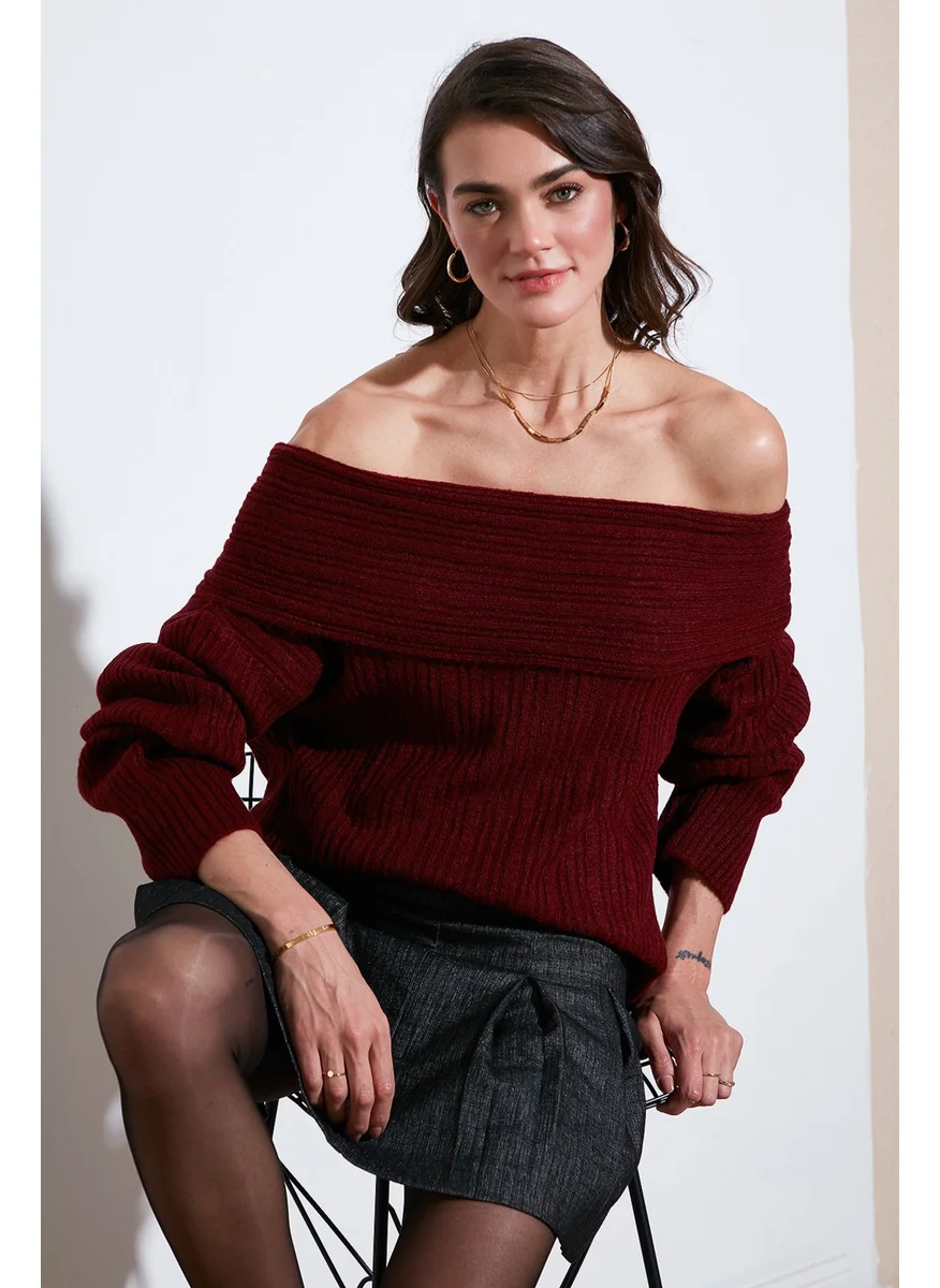Lela Oversize Fit Madonna Collar Knitwear Sweater Women's Sweater 4615216