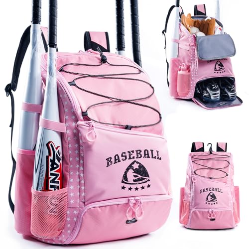 VIGEGARI Baseball Bag for Youth & Adult with 4 Bat Sleeves - Softball Bat Bag with Shoe Compartment - Baseball Backpack for T-Ball, Softball Equipment, Baseball Gear, Baseball Bags for Boys 8-12 - Image 1