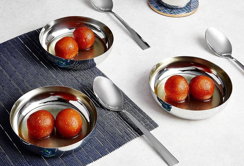 WIAA Dessert Plate, Stainless Steel Halwa Plate Mini Sweet Serving Dish | Heavy Gauge (180ml) (Set of 6) - Image 5