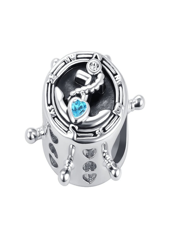 QeenseKc Ship Boat Anchor Charm Nautical Anchor Crystal Heart CZ Travel Bead for Pandora Charm Bracelet - Image 3