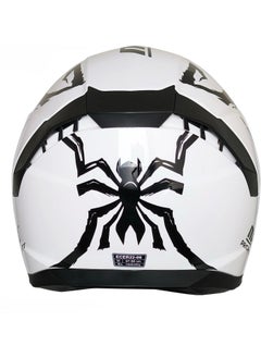 MTS M-910 White-Black-Orange Helmet with Sun Visor (Black Glass)  - Image 3